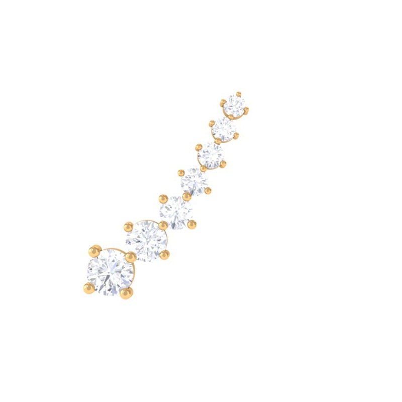Graduated Style Moissanite Crawler Earring for Helix Piercing