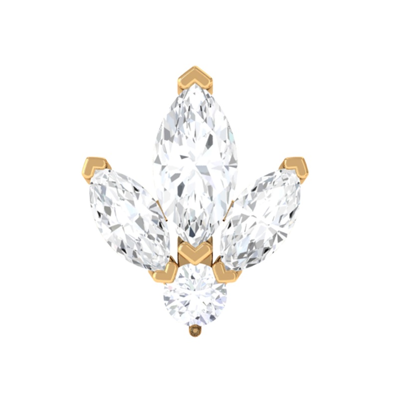 Marquise and Round Moissanite Floral Conch Earring