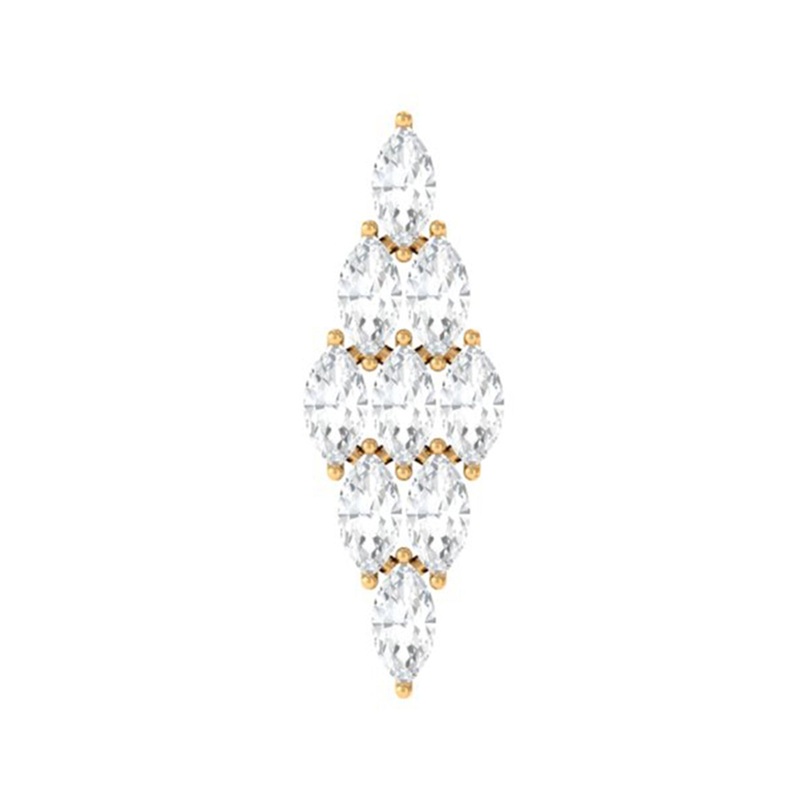 Marquise Moissanite Cluster Geometric Earring for Cartilage Piercing