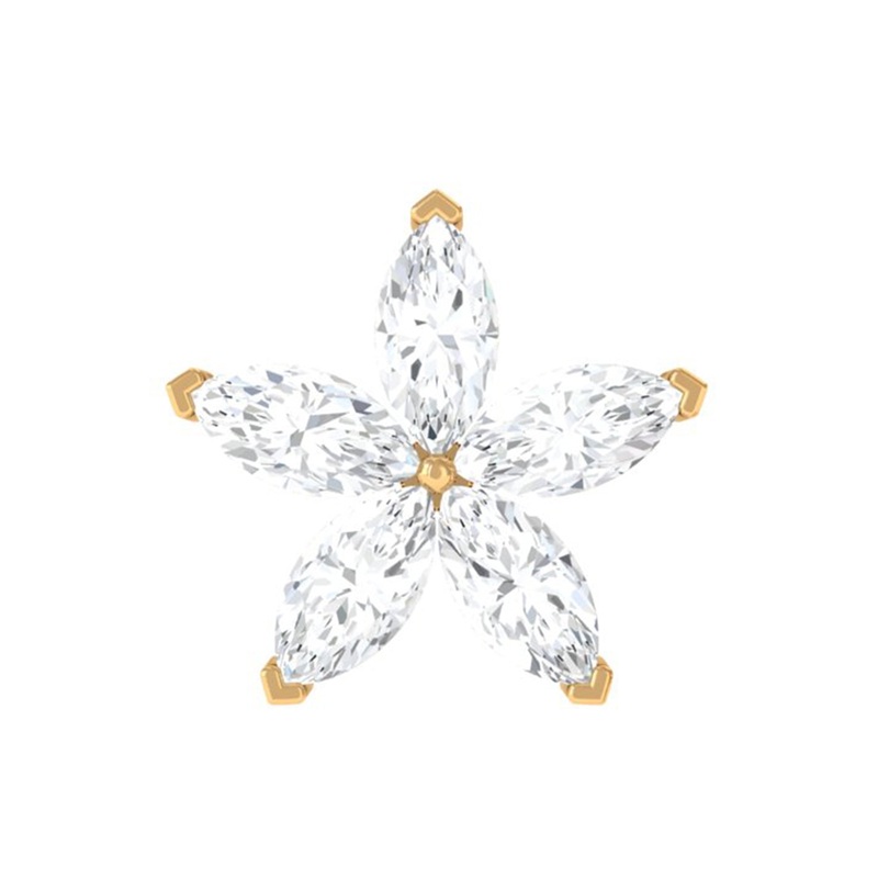 Marquise Moissanite Floral Earring for Cartilage Piercing