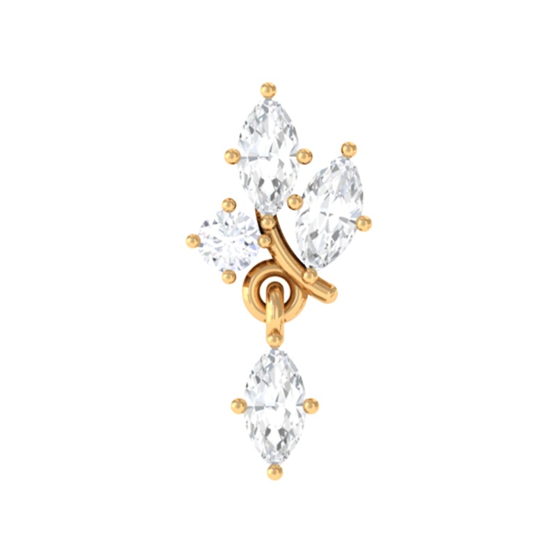 Marquise Moissanite Gold Cartilage Dangle Earring