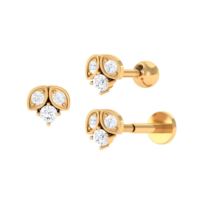 Minimalist Round Diamond Tragus Earring in Gold