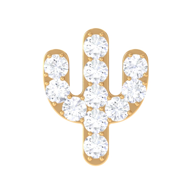 Moissanite Gold Cactus Cartilage Earring