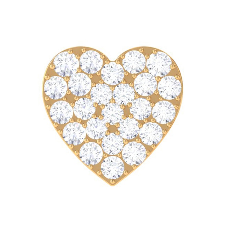 Moissanite Heart Cartilage Earring in Pave Setting