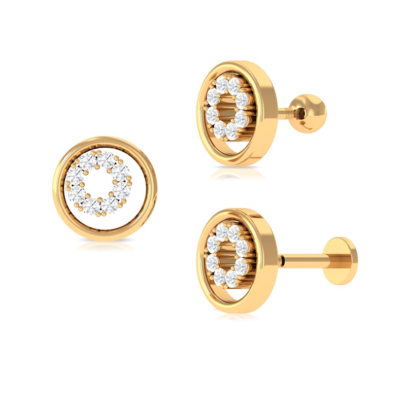 Moissanite Open Circle Earring for Helix Piercing