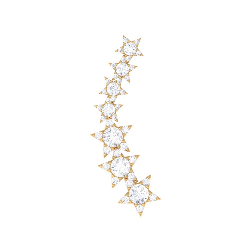 Moissanite Star Climber Earring for Cartilage Piercing
