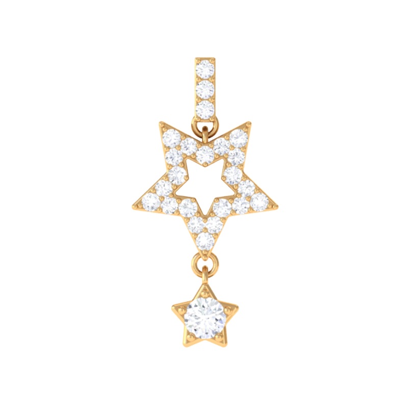 Moissanite Star Dangle Earring for Cartilage Piercing