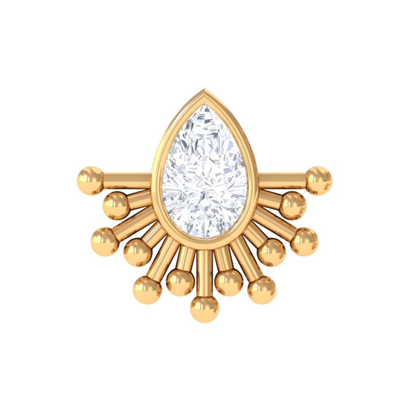 Pear Shape Moissanite Solitaire Gothic Cartilage Earring