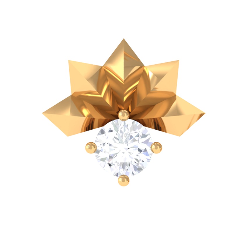 Real Round Diamond Floral Cartilage Earring