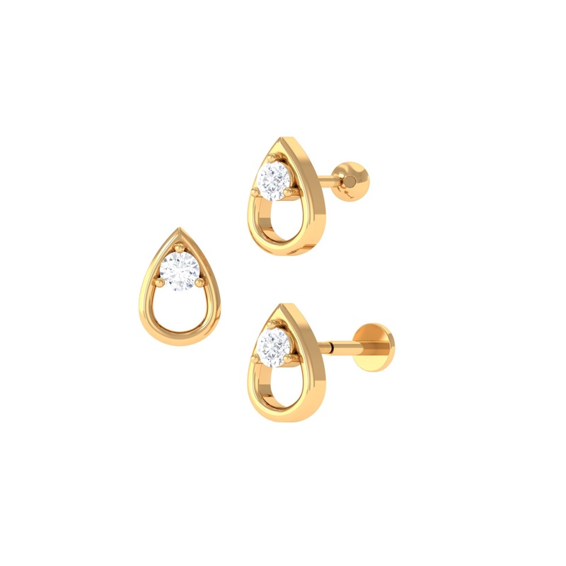 Round Moissanite Teardrop Helix Earring