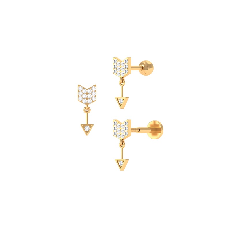 Trendy Diamond Arrow Drop Earring for Helix Piercing