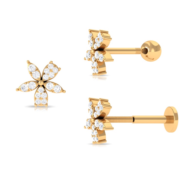 Unique Moissanite Floral Second Hole Earring