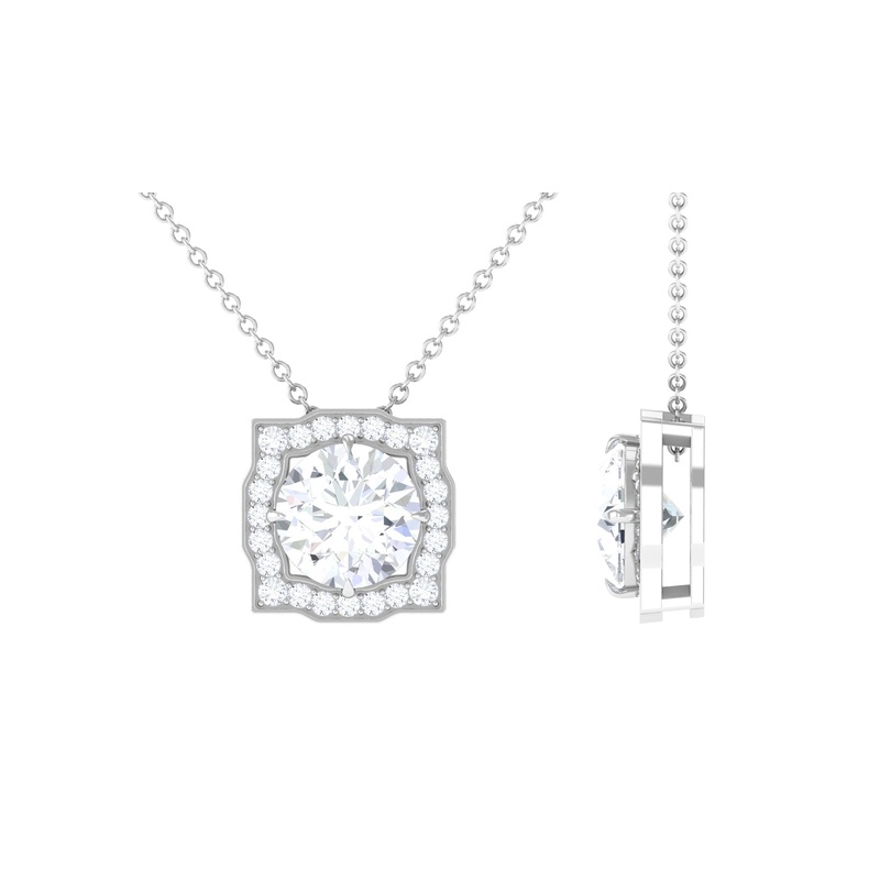 Vintage Style Cubic Zirconia Halo Pendant for Her