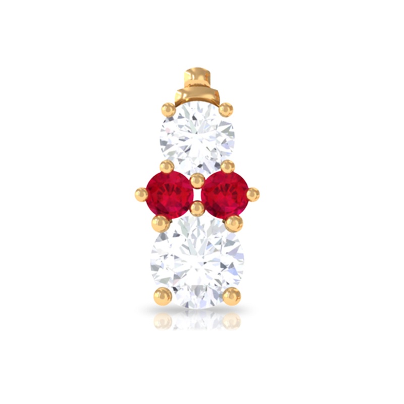 Cute Snowman Tragus Earring with Created Ruby and Moissanite
