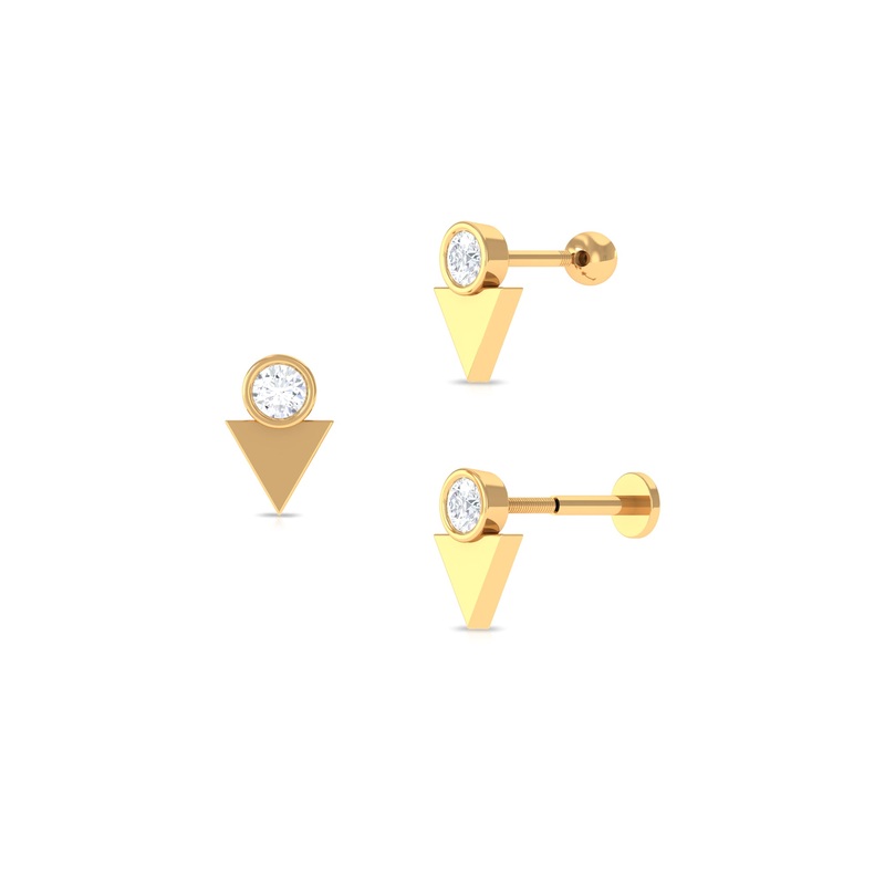 Dainty Moissanite Upper Lobe Earring in Bezel Setting
