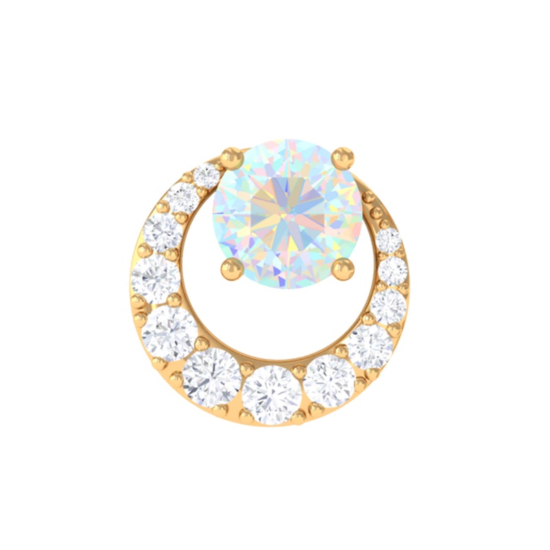 Ethiopian Opal and Moissanite Circle Cartilage Earring