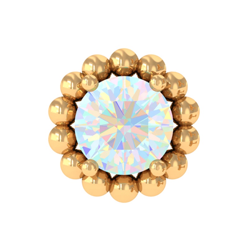 Ethiopian Opal Gold Beaded Earring for Cartilage Piercing