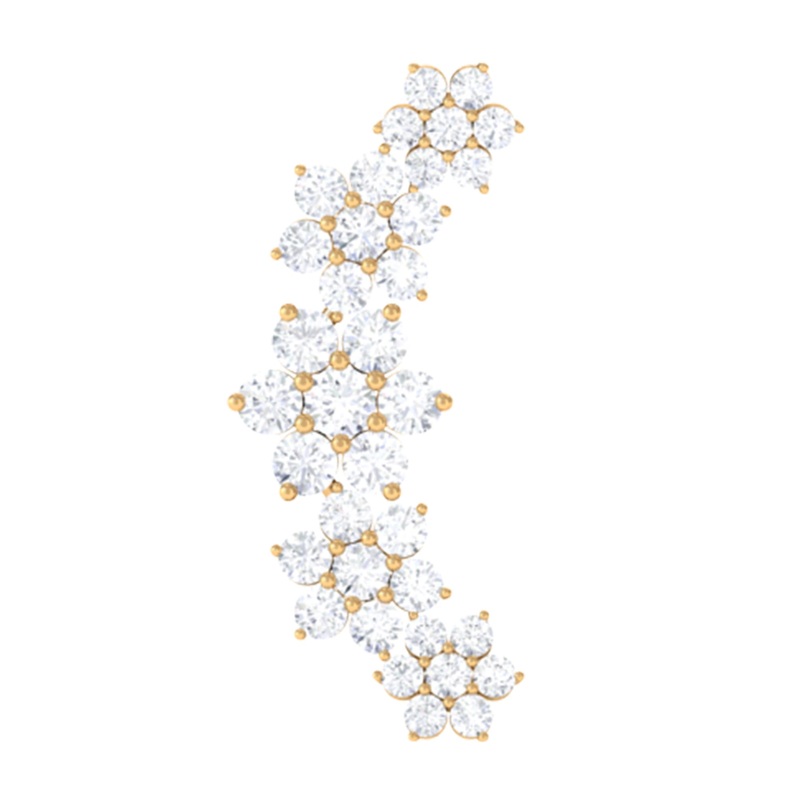 Exquisite Moissanite Flower Inspired Crawler Earring