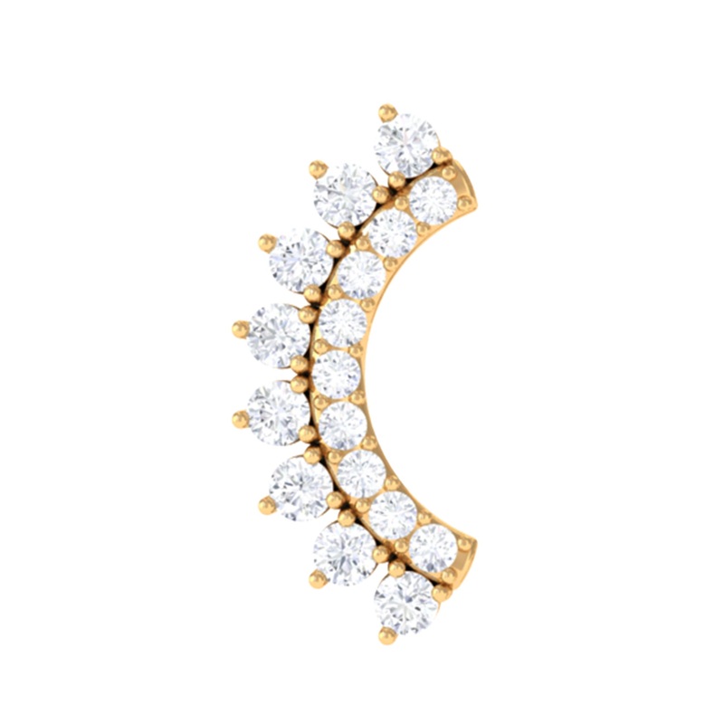 Genuine Moissanite Curved Crawler Earring in Gold