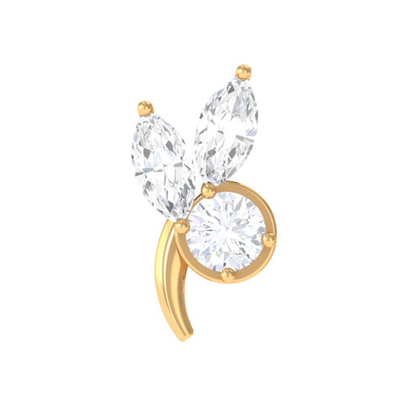 Marquise and Round Moissanite Gold Leaf Earring