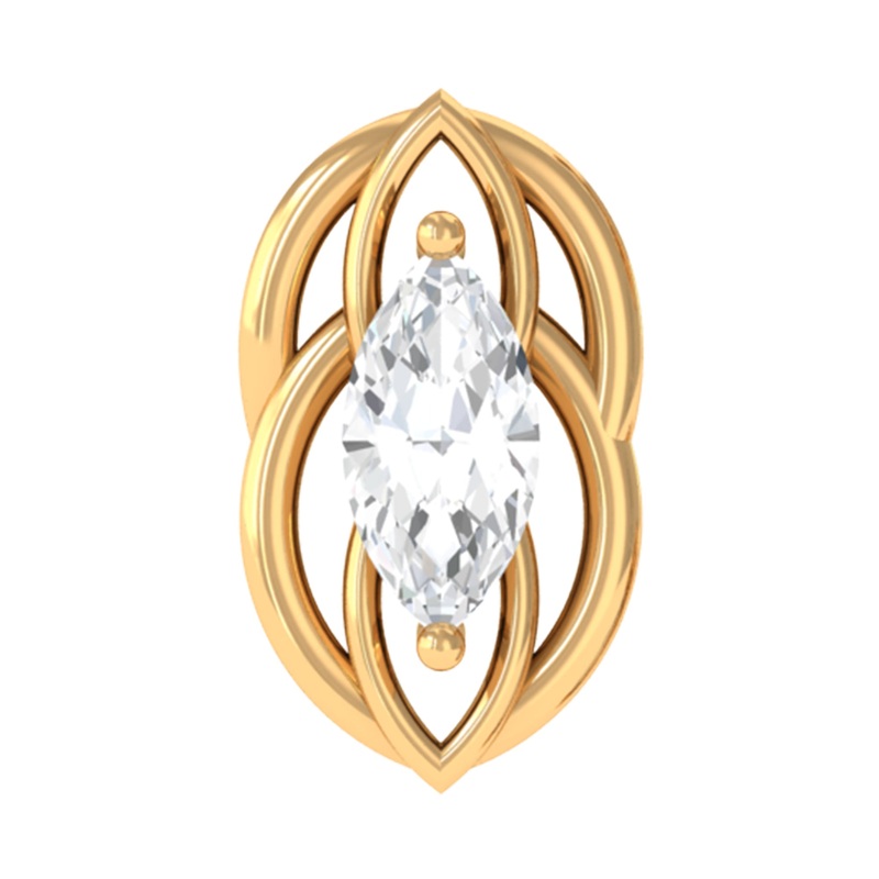 Minimal Marquise Cut Moissanite Gold Cartilage Earring
