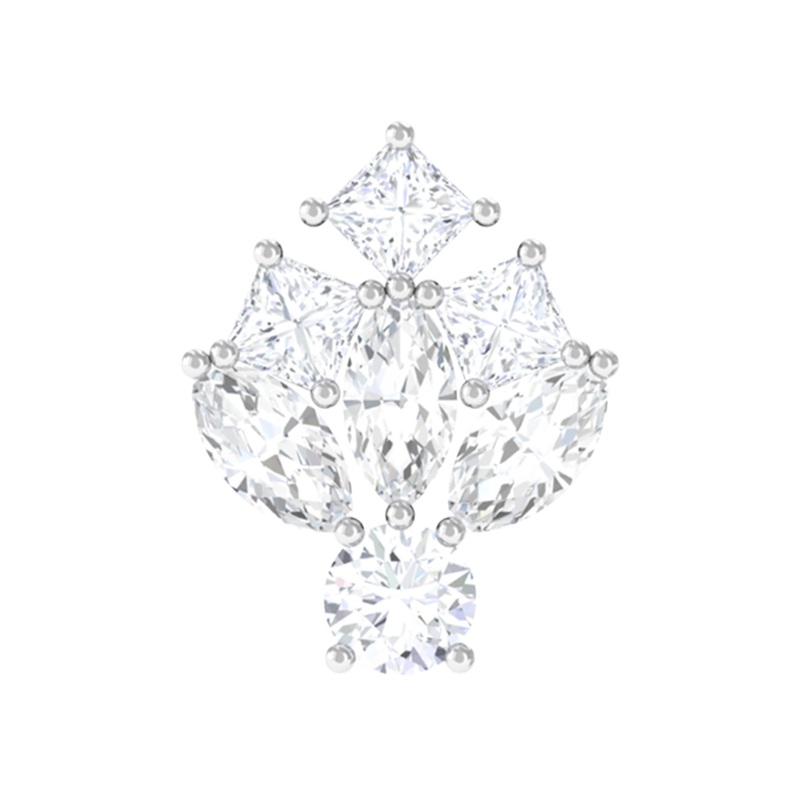 Moissanite Cluster Earring for Upper Lobe Piercing