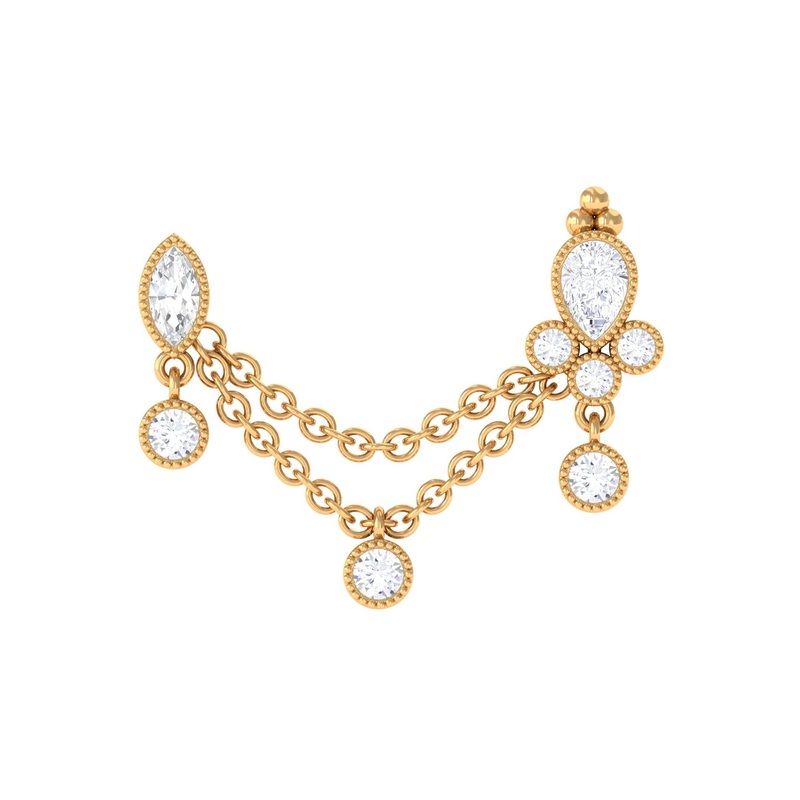Moissanite Double Chain Earring for Helix