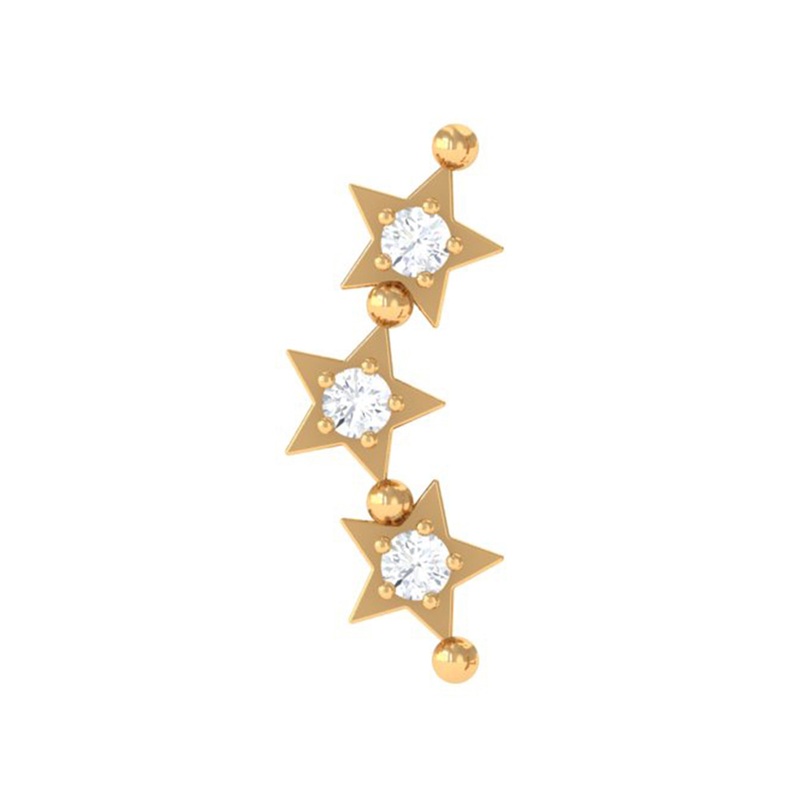 Moissanite Triple Star Ear Climber Earring