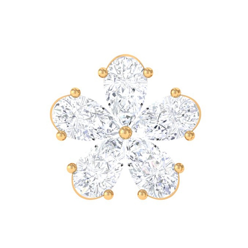 Pear Moissanite Floral Earring for Cartilage Piercing