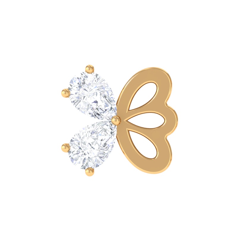Pear Moissanite Gold Butterfly Earring for Helix Piercing