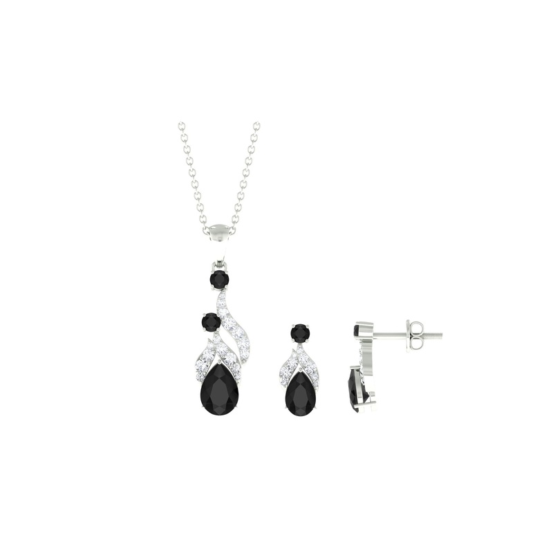 Real Black Onyx Bridal Jewelry Set with Diamond