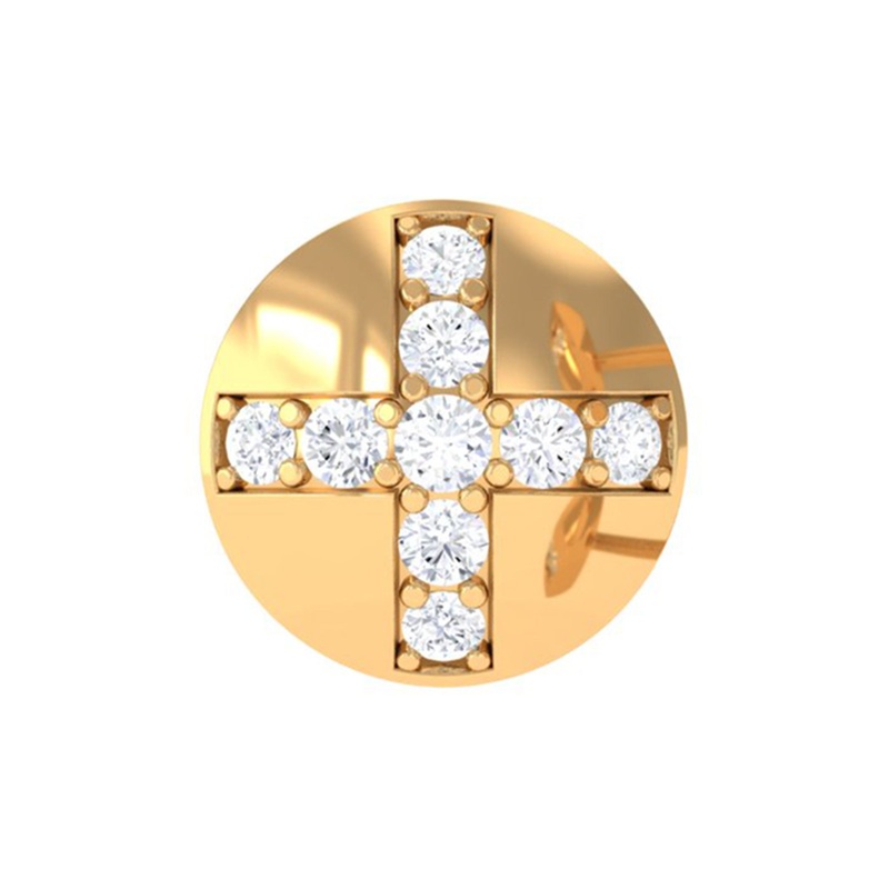 Real Diamond Gold Circle Earring for Cartilage Piercing