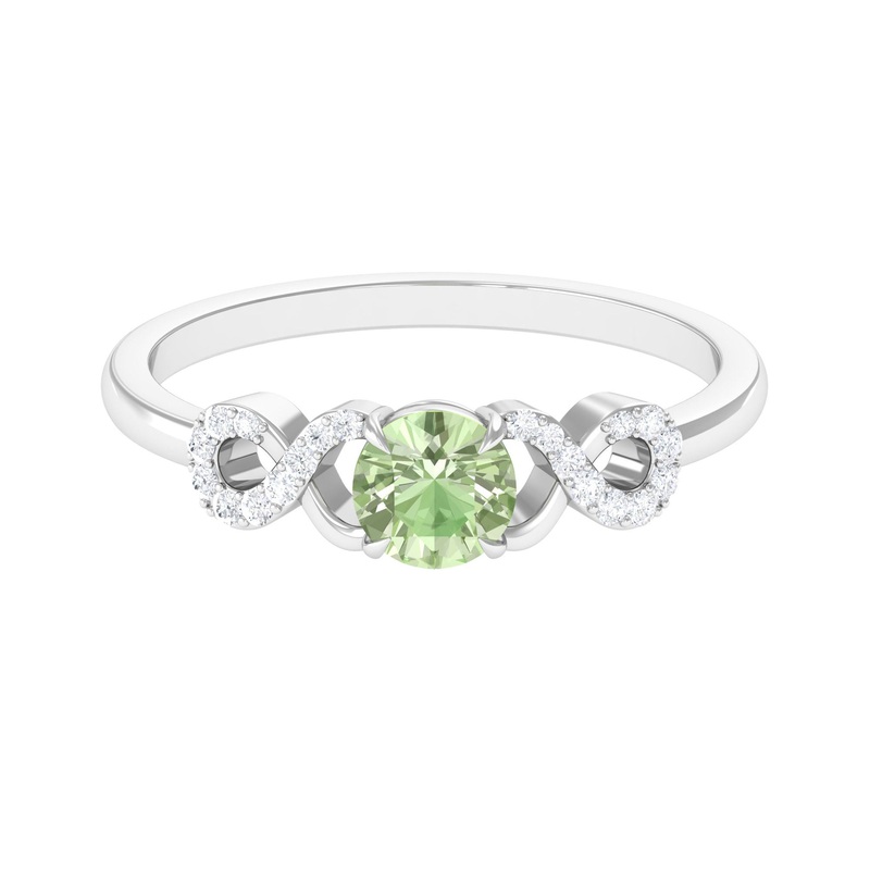 Real Green Sapphire and Diamond Criss Cross Promise Ring