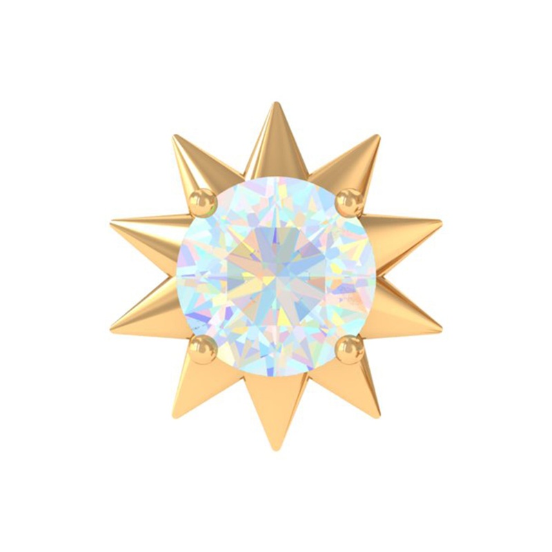 Round Ethiopian Opal Sunburst Helix Earring