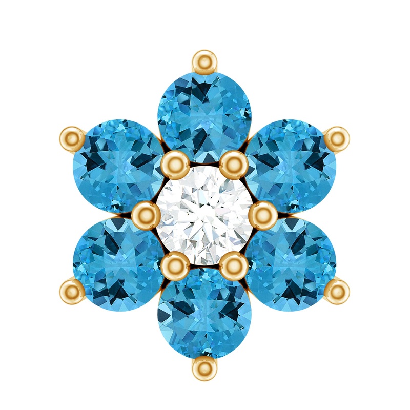Swiss Blue Topaz and Diamond Flower Helix Earring