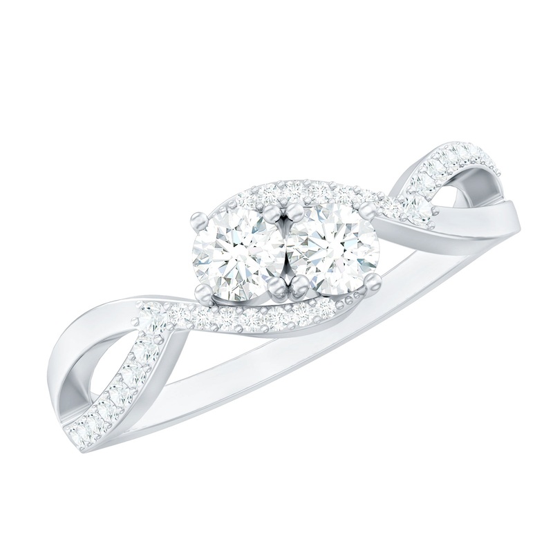 Two Stone Cubic Zirconia Infinity Engagement Ring