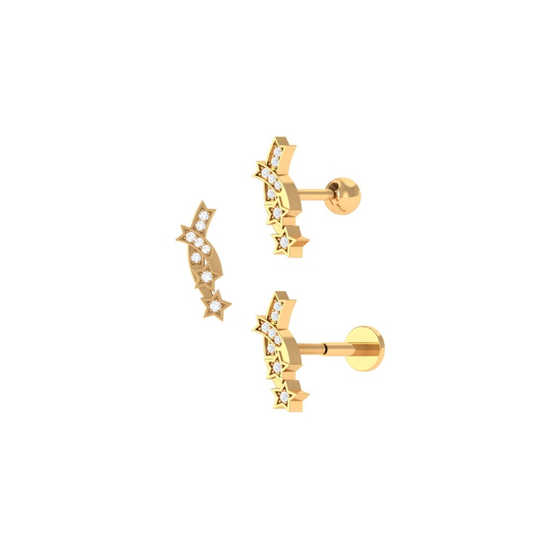 Unique Diamond Star Celestial Climber Earring