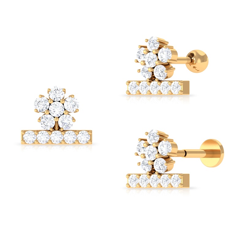 Unique Moissanite Floral Earring for Cartilage Piercing