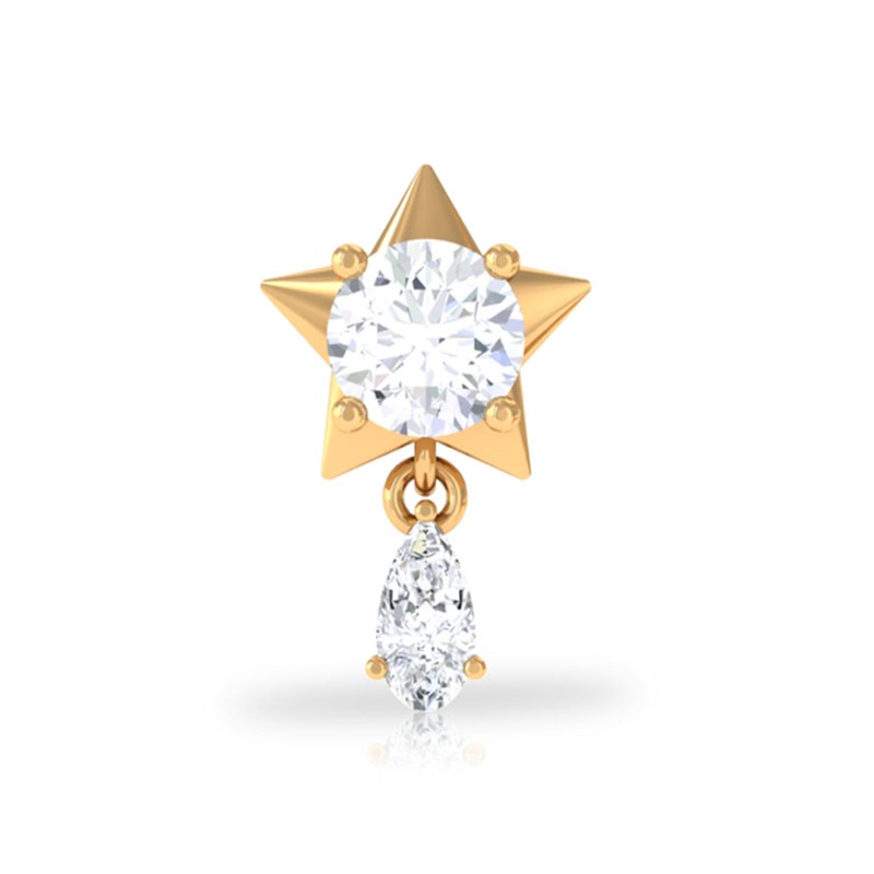 Unique Moissanite Star Drop Earring for Cartilage Piercing