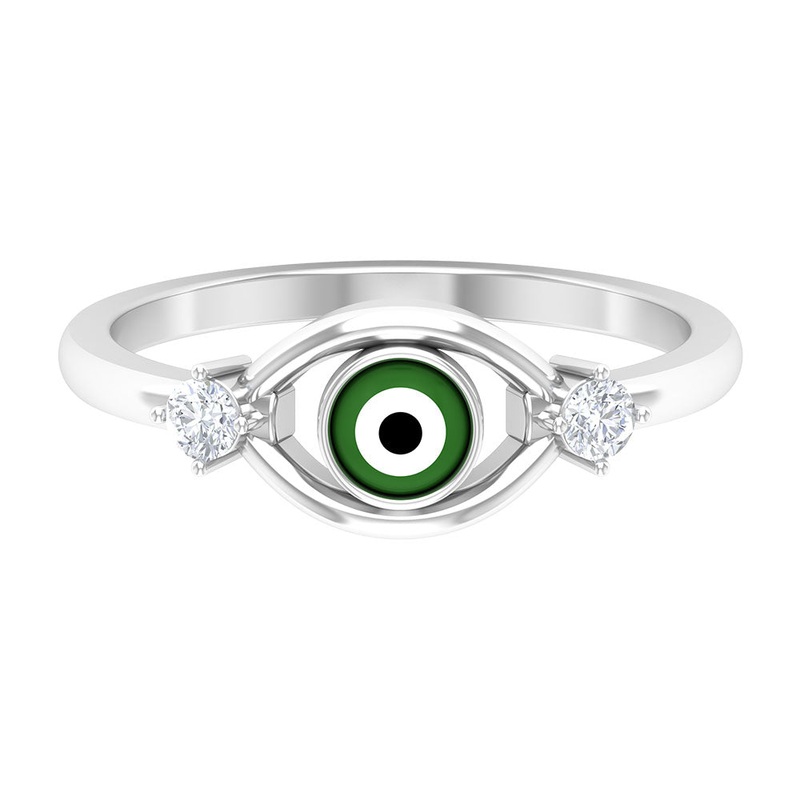 Simple Evil Eye Ring with Certified Moissanite