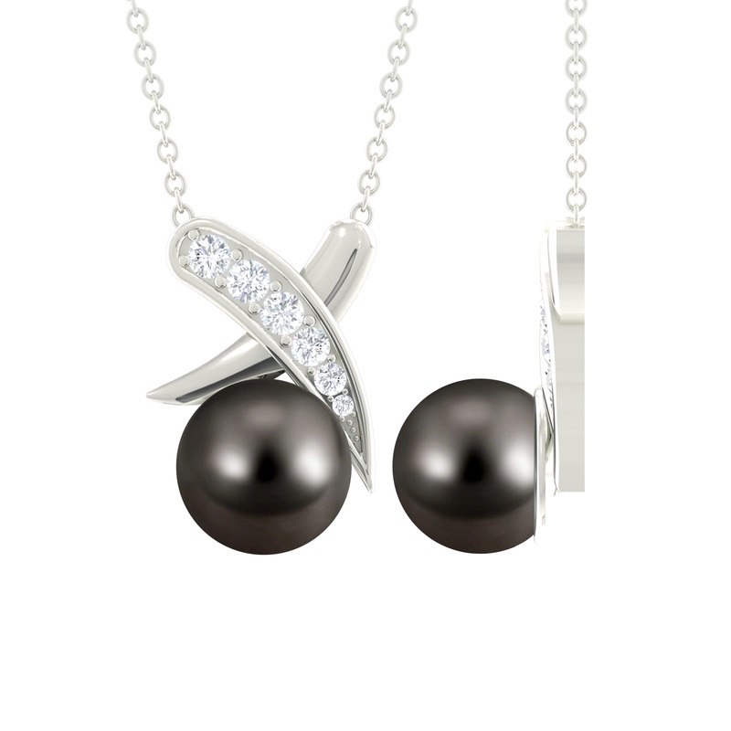 Tahitian Pearl and Diamond XO Necklace