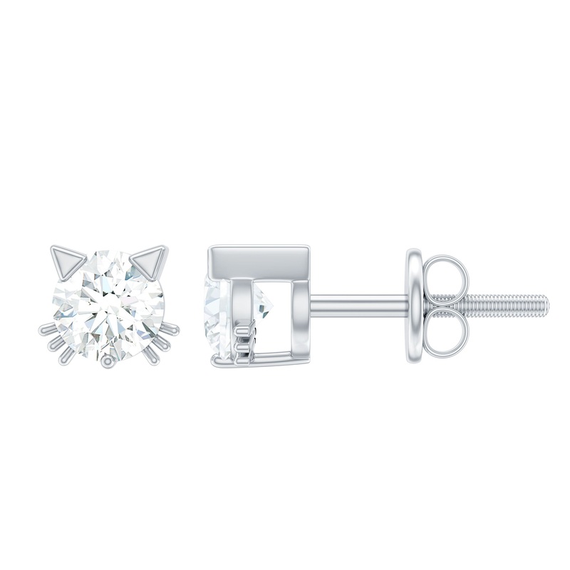 Certified 6 MM Lab Grown Diamond Cute Cat Earrings