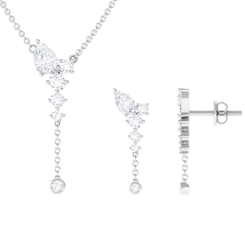 Certified Lab Grown Diamond Designer Necklace and Earrings Set