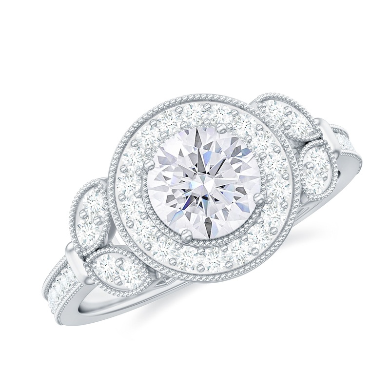 Vintage Inspired Moissanite Engagement Ring
