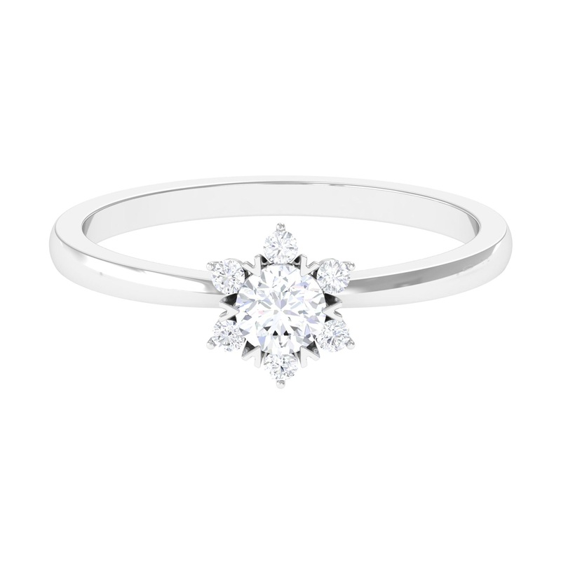 Round Moissanite Flower Promise Ring