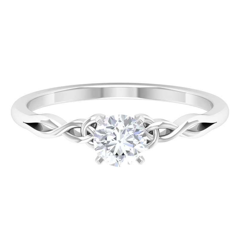 Round Moissanite Solitaire Celtic Promise Ring