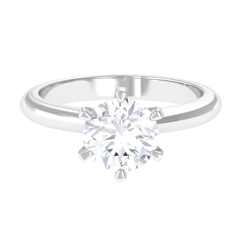 Round Moissanite Solitaire Ring in 6 Prong Setting