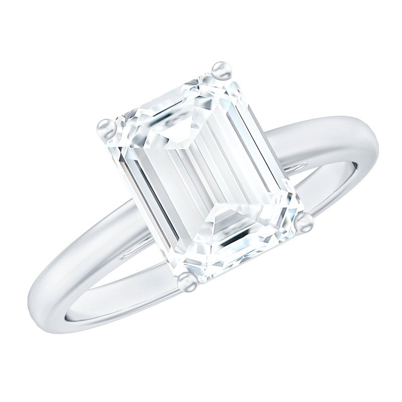 Sofia Richie Inspired Emerald Cut Solitaire Moissanite Engagement Ring
