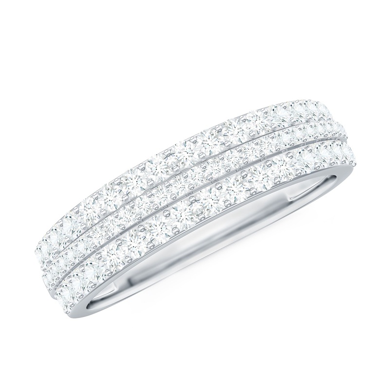 1 CT Round Cut Certified Moissanite Wedding Band in Gold