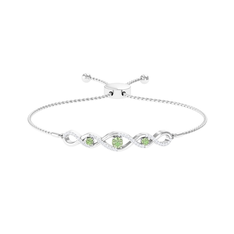Green Sapphire and Diamond Infinity Bolo Bracelet